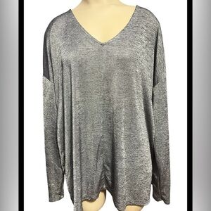 Liz Claiborne Charcoal V-Neck Blouse